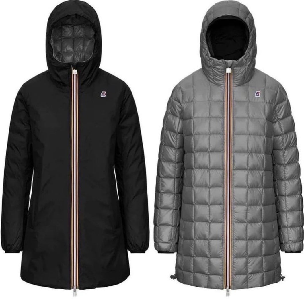 K-WAY CAPPOTTO  THERMO PLUS DOUBLE UNISEX NERO E GRIGIO